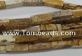 CCU507 15.5 inches 4*13mm cuboid picture jasper beads wholesale