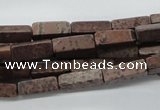 CCU508 15.5 inches 4*13mm cuboid red artistic jasper beads wholesale