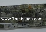 CCU514 15.5 inches 4*13mm cuboid moss quartz beads wholesale