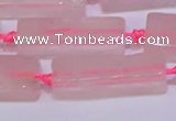 CCU603 15.5 inches 8*20mm - 10*30mm cuboid rose quartz beads