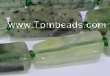 CCU606 15.5 inches 8*20mm - 10*30mm cuboid green rutilated quartz beads