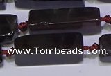 CCU607 15.5 inches 8*20mm - 10*30mm cuboid smoky quartz beads