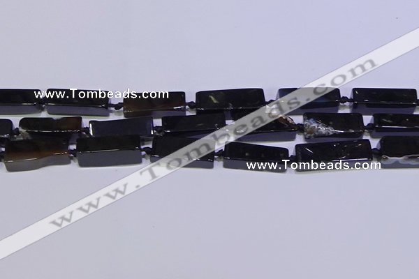 CCU610 15.5 inches 8*20mm - 10*30mm cuboid black agate beads