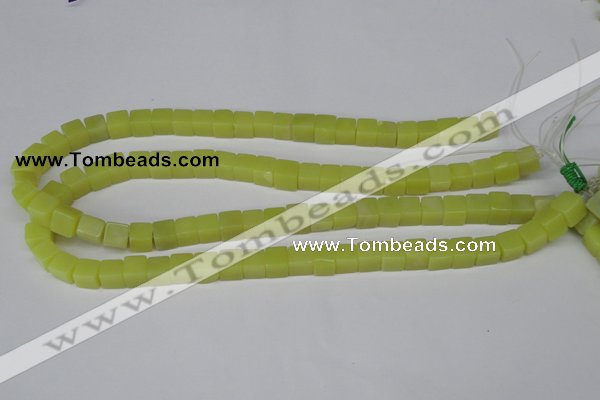 CCU64 15.5 inches 8*8mm cube olive jade beads wholesale