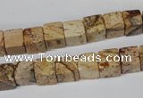 CCU65 15.5 inches 8*8mm cube picture jasper beads wholesale