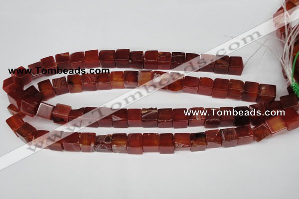 CCU70 15.5 inches 10*10mm cube red agate beads wholesale