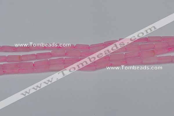 CCU711 15.5 inches 4*13mm cuboid rose quartz beads wholesale