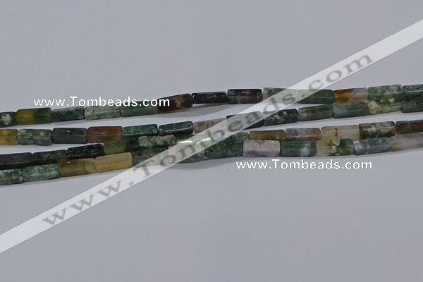 CCU713 15.5 inches 4*13mm cuboid moss agate beads wholesale