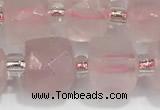 CCU753 15 inches 8*8mm faceted cube rose quartz beads