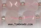 CCU773 15 inches 10*10mm faceted cube rose quartz beads