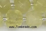 CCU774 15 inches 10*10mm faceted cube lemon quartz beads