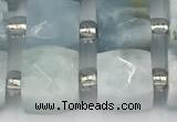 CCU780 15 inches 10*10mm faceted cube aquamarine beads