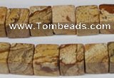 CCU80 15.5 inches 12*12mm cube picture jasper beads wholesale