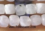 CCU800 15 inches 4mm faceted cube white moonstone beads