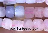 CCU805 15 inches 4mm faceted cube morganite beads