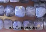 CCU808 15 inches 4mm faceted cube labradorite beads