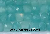 CCU835 15 inches 4mm faceted cube amazonite beads