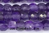 CCU840 15 inches 4mm faceted cube amethyst beads