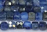 CCU846 15 inches 4mm faceted cube kyanite beads