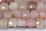 CCU848 15 inches 4mm faceted cube pink opal beads