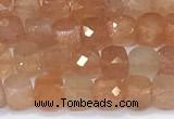 CCU849 15 inches 4mm faceted cube golden sunstone beads