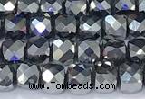 CCU850 15 inches 4mm faceted cube terahertz beads