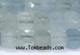 CCU860 15 inches 6mm faceted cube aquamarine beads