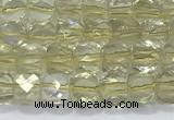 CCU861 15 inches 6mm faceted cube lemon quartz beads