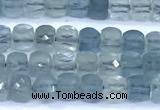 CCU901 15 inches 5mm - 6mm faceted cube aquamarine beads