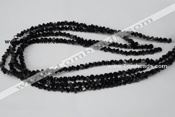 CCU94 15.5 inches 4*4mm cube black agate beads wholesale