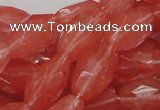 CCY01 15.5 inches 12*22mm faceted rice cherry quartz beads wholesale