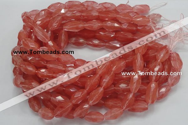 CCY01 15.5 inches 12*22mm faceted rice cherry quartz beads wholesale