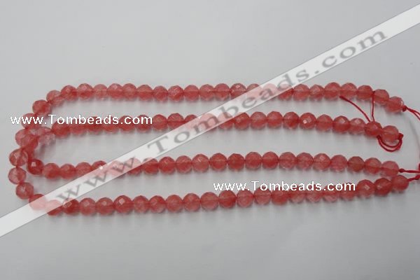 CCY112 15.5 inches 8mm faceted round cherry quartz beads wholesale