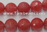 CCY115 15.5 inches 14mm faceted round cherry quartz beads wholesale