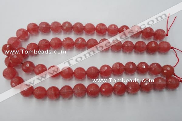 CCY115 15.5 inches 14mm faceted round cherry quartz beads wholesale