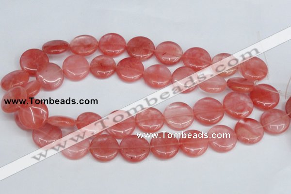 CCY153 15.5 inches 20mm flat round cherry quartz beads wholesale