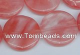 CCY154 15.5 inches 25mm flat round cherry quartz beads wholesale