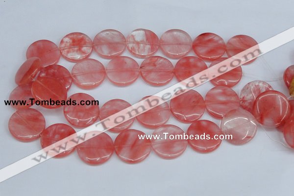 CCY154 15.5 inches 25mm flat round cherry quartz beads wholesale