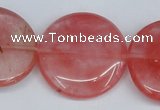 CCY155 15.5 inches 30mm flat round cherry quartz beads wholesale