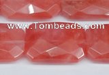 CCY166 15.5 inches 20*30mm faceted rectangle cherry quartz beads