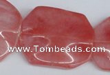 CCY167 15.5 inches 30*40mm wavy rectangle cherry quartz beads