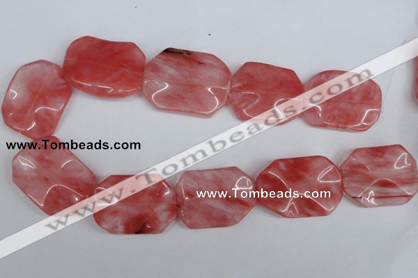 CCY167 15.5 inches 30*40mm wavy rectangle cherry quartz beads