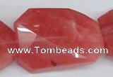 CCY169 15.5 inches 30*40mm twisted & faceted rectangle cherry quartz beads