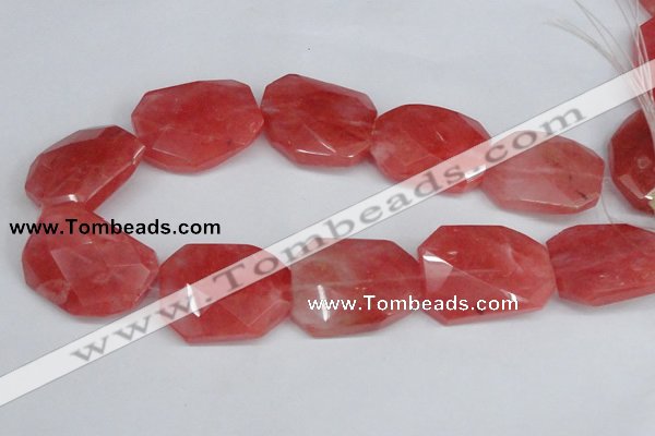 CCY169 15.5 inches 30*40mm twisted & faceted rectangle cherry quartz beads