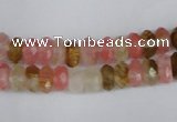 CCY204 15.5 inches 5*8mm faceted rondelle volcano cherry quartz beads