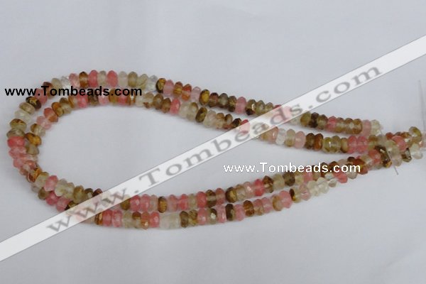 CCY204 15.5 inches 5*8mm faceted rondelle volcano cherry quartz beads