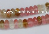 CCY205 15.5 inches 6*10mm faceted rondelle volcano cherry quartz beads