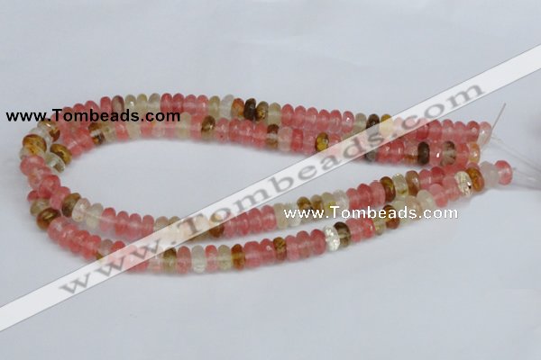 CCY205 15.5 inches 6*10mm faceted rondelle volcano cherry quartz beads