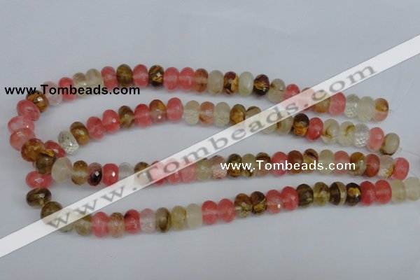 CCY206 15.5 inches 8*12mm faceted rondelle volcano cherry quartz beads