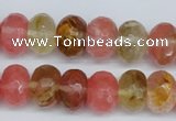 CCY207 15.5 inches 10*14mm faceted rondelle volcano cherry quartz beads